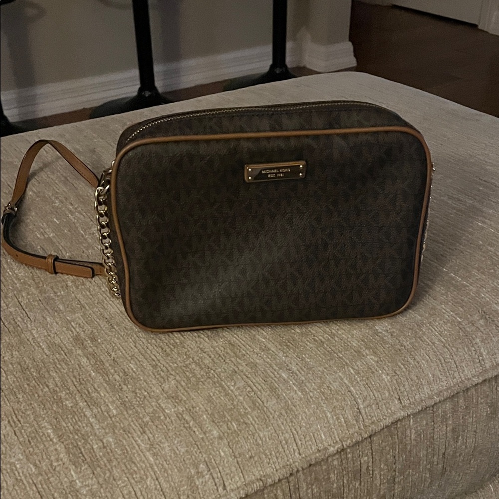 Michael Kors Brown Crossbody Bag with Gold Accents